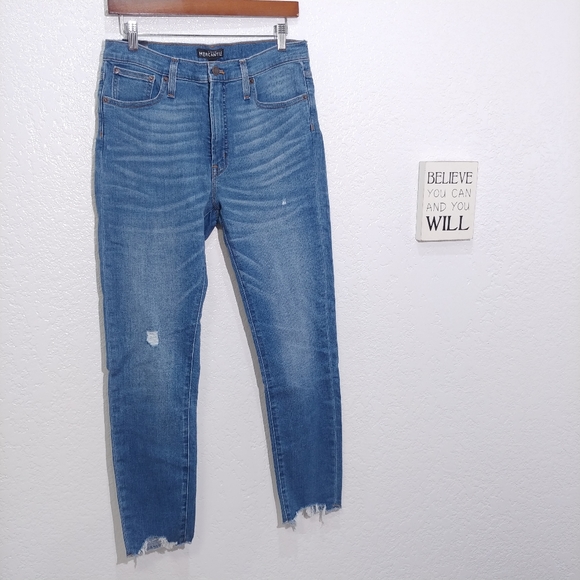 J.Crew Mercantile High Rise Skinny Jean Distressed hem Size 30 New